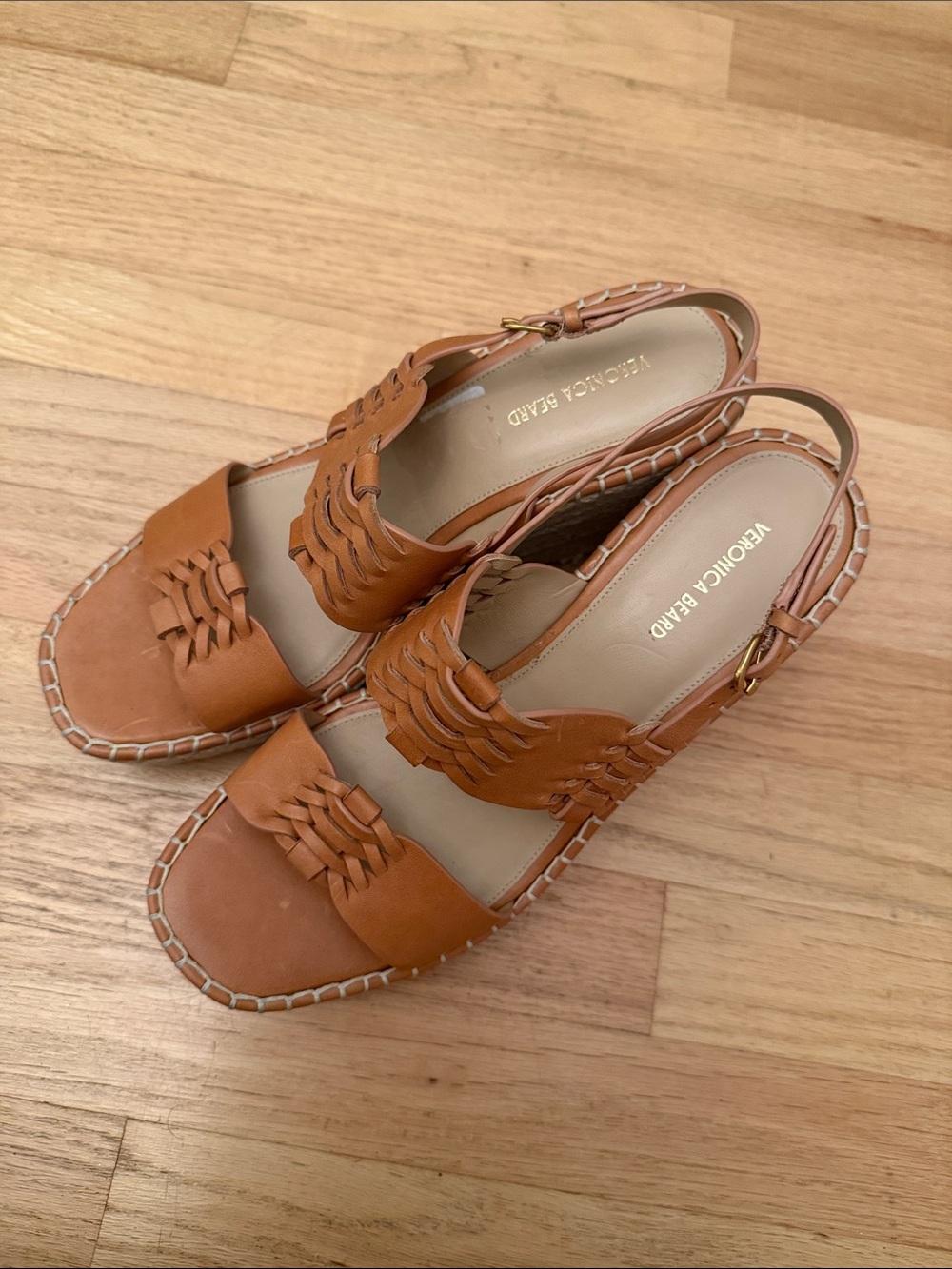 NWT: VERONICA BEARD Riya leather espadrille wedge sandals, sz 10 - Picture 6 of 7